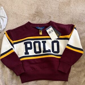 Ralph Lauren Burgundy, Yellow & Navy Striped Logo Crewneck